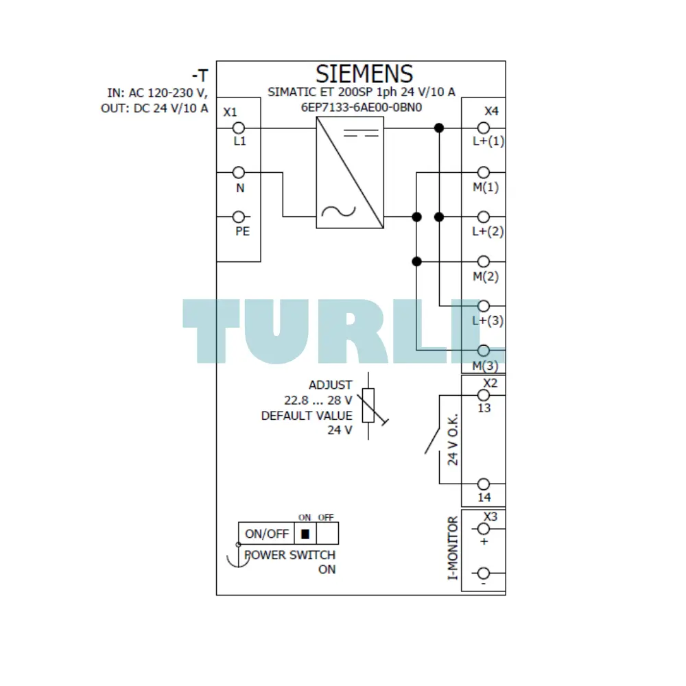 Siemens 6EP7133-6AE00-0BN0 SIMATIC ET 200SP PS 24V/10A Stabilized Power Supply