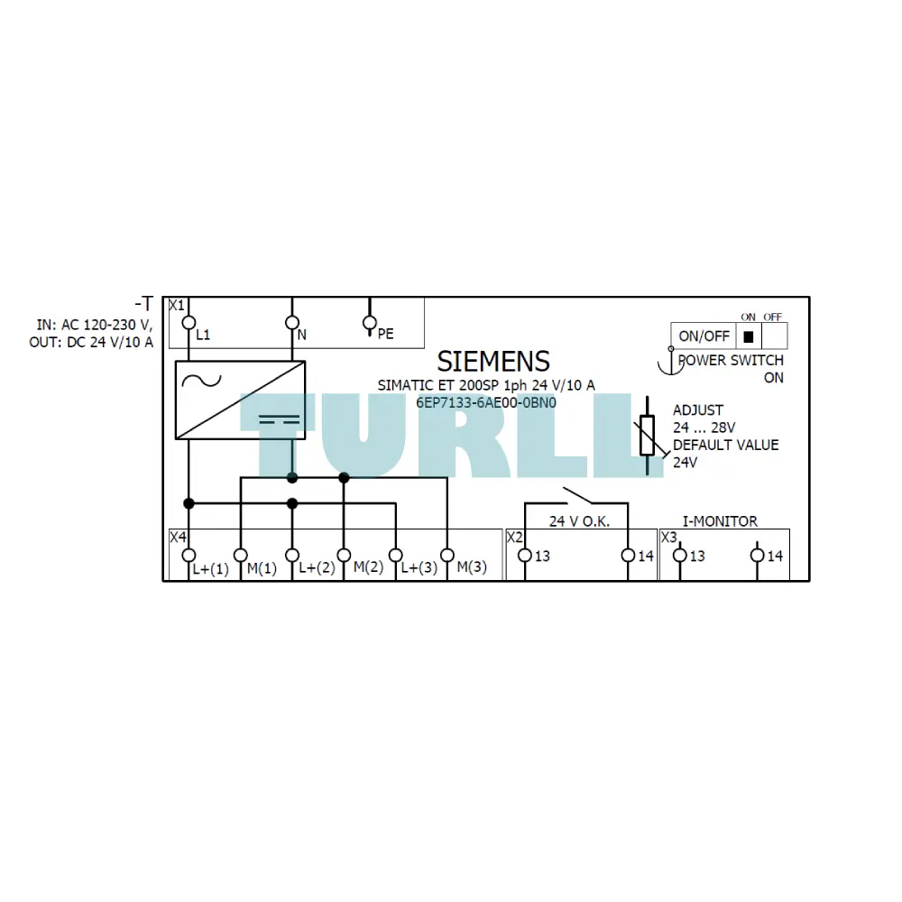 Siemens 6EP7133-6AE00-0BN0 SIMATIC ET 200SP PS 24V/10A Stabilized Power Supply