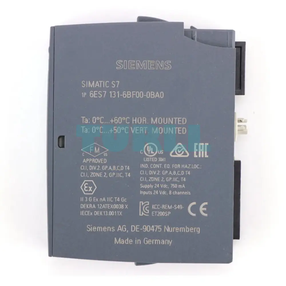 Siemens 6ES7131-6BF00-0BA0 SIMATIC ET 200SP, Digital Input Module, DI 8x 24V DC Original Brand New 4 Siemens 6ES7131-6BF00-0BA0 SIMATIC ET 200SP, Digital Input Module, DI 8x 24V DC