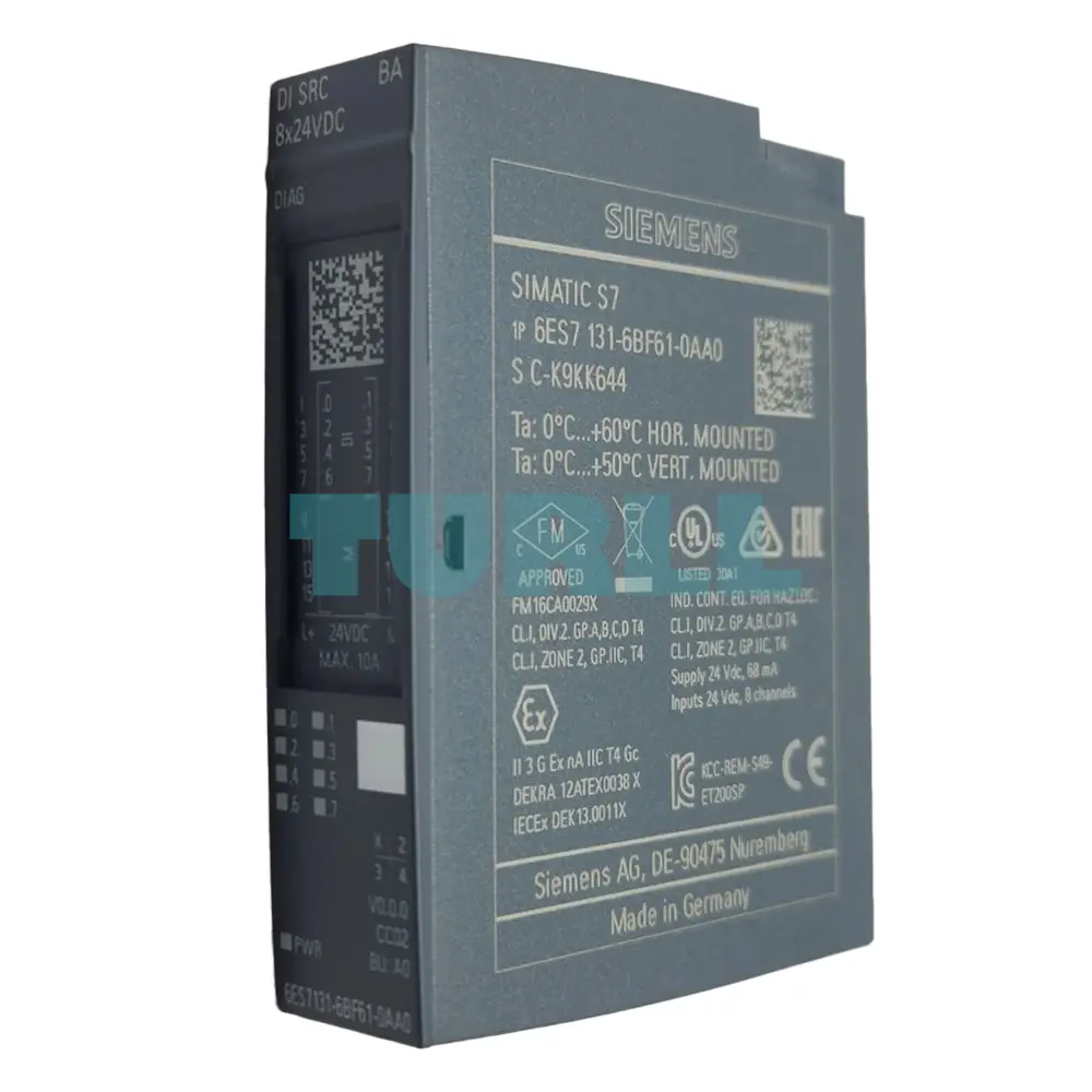 Siemens 6ES7131-6BF61-0AA0 SIMATIC ET 200SP, Digital Input Module, DI 8x 24V DC SRC BA Original Brand New 1 Siemens 6ES7131-6BF61-0AA0 SIMATIC ET 200SP, Digital Input Module, DI 8x 24V DC SRC BA Original Brand New