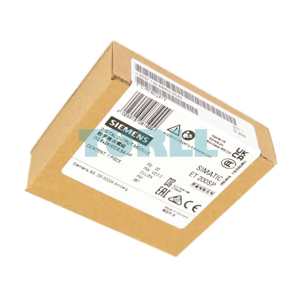 Siemens 6ES7132-6BF00-0CA0 SIMATIC ET 200SP Digital Output Module DQ 8x24VDC/0.5A HF Original Brand New 4 Siemens 6ES7132-6BF00-0CA0 SIMATIC ET 200SP Digital Output Module DQ 8x24VDC/0.5A HF