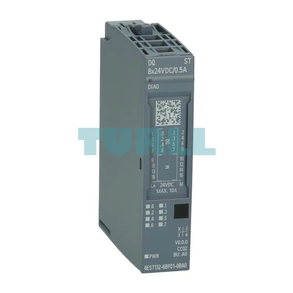 Siemens 6ES7132-6BF01-0BA0 SIMATIC ET 200SP, Digital Output Module, DQ 8x, 24V DC, 0.5A