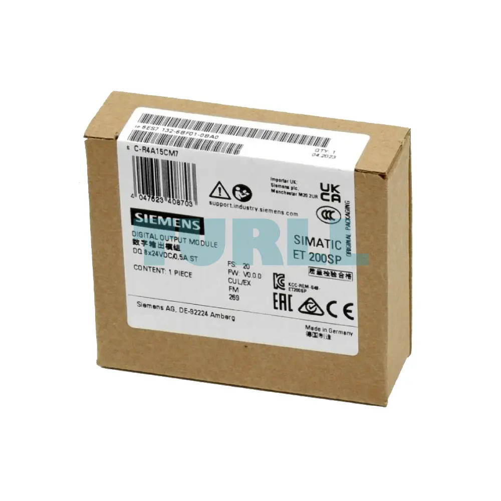 Siemens 6ES7132-6BF01-0BA0 SIMATIC ET 200SP, Digital Output Module, DQ 8x, 24V DC, 0.5A