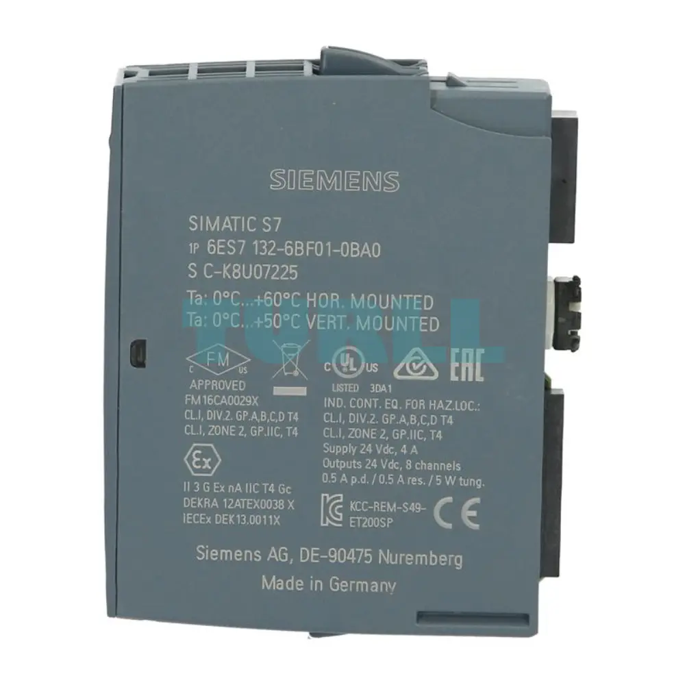 Siemens 6ES7132-6BF01-0BA0 SIMATIC ET 200SP, Digital Output Module, DQ 8x, 24V DC, 0.5A