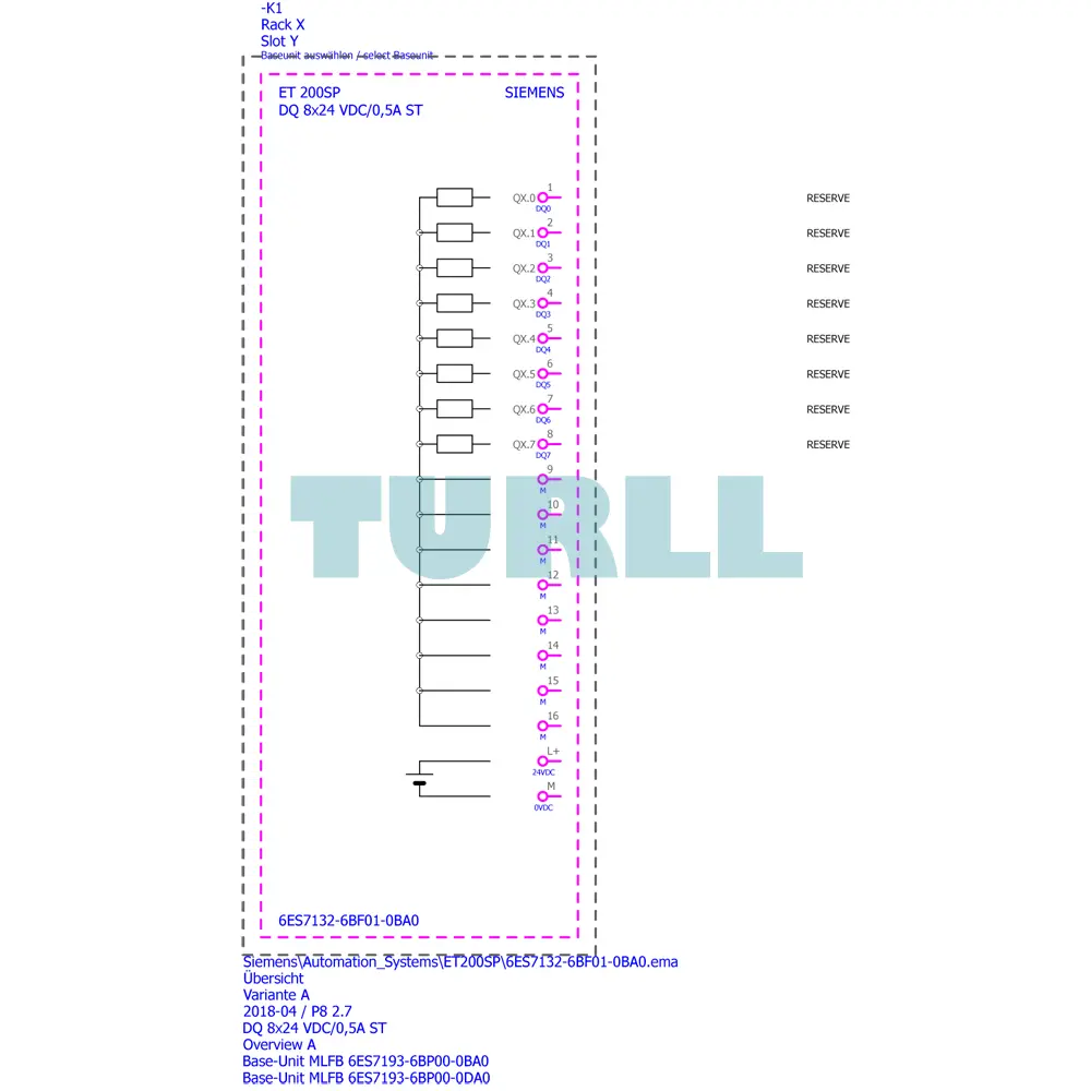 Siemens 6ES7132-6BF01-0BA0 SIMATIC ET 200SP, Digital Output Module, DQ 8x, 24V DC, 0.5A