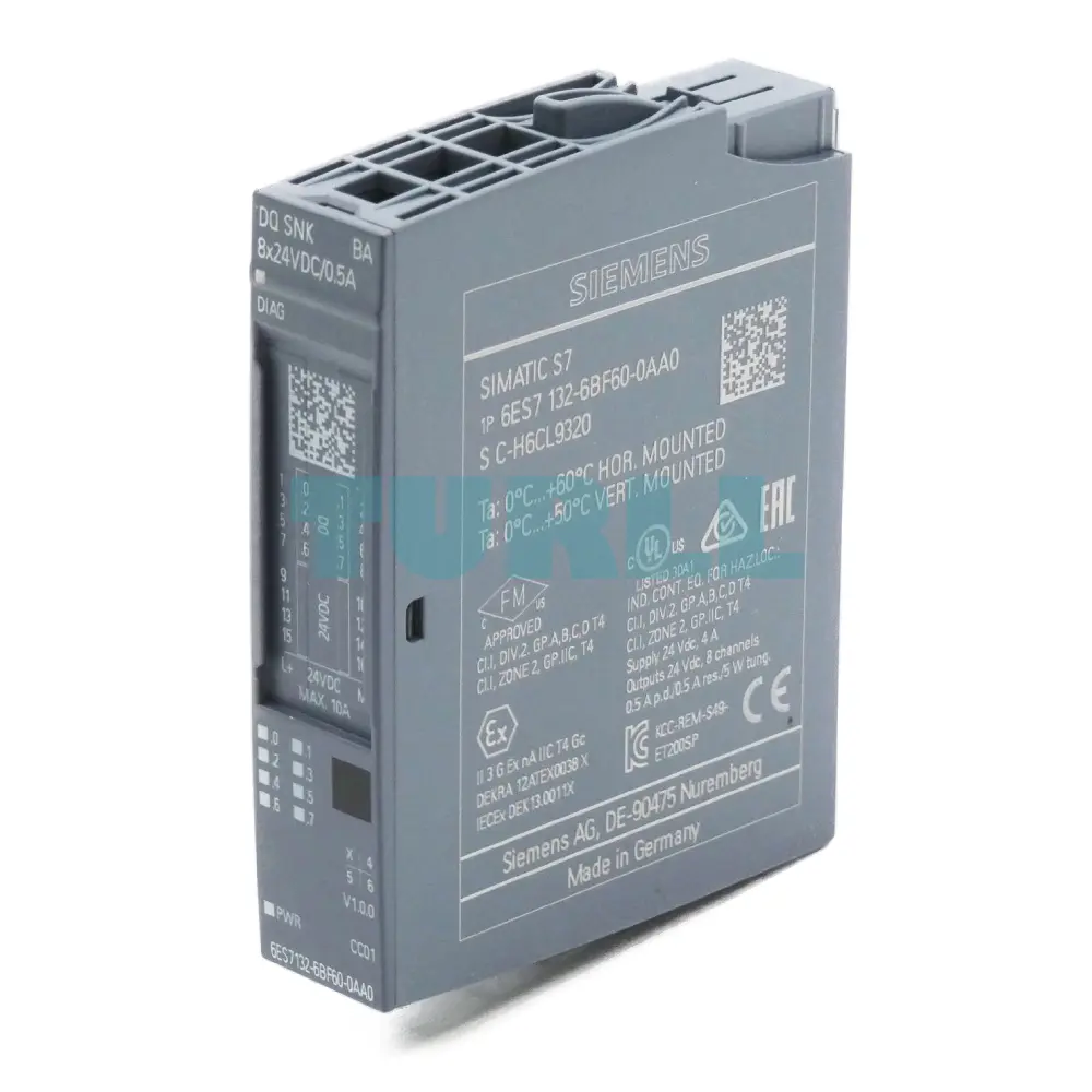 Siemens 6ES7132-6BF60-0AA0 SIMATIC ET 200SP DQ 8x24V DC/0.5A Sink Basic Original Brand New 4 Siemens 6ES7132-6BF60-0AA0 SIMATIC ET 200SP DQ 8x24V DC/0.5A Sink Basic