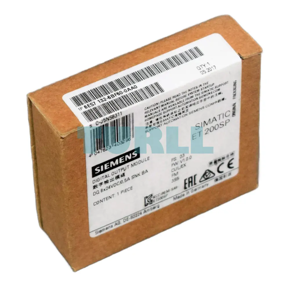 Siemens 6ES7132-6BF60-0AA0 SIMATIC ET 200SP DQ 8x24V DC/0.5A Sink Basic Original Brand New 2 Siemens 6ES7132-6BF60-0AA0 SIMATIC ET 200SP DQ 8x24V DC/0.5A Sink Basic
