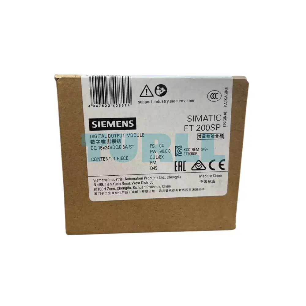 Siemens 6ES7132-6BH01-0BA0 SIMATIC ET 200SP, Digital Output Module, DQ 16x 24V DC/0.5A