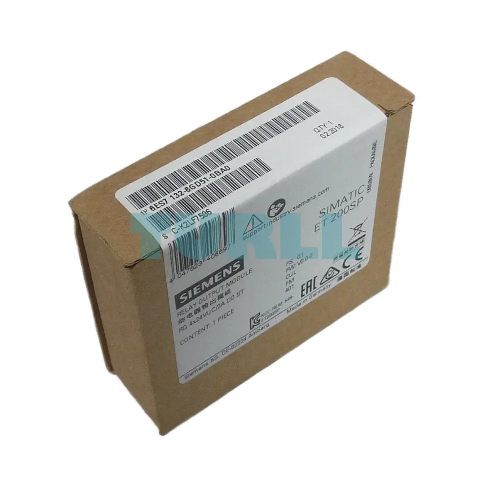 Siemens 6ES7132-6GD51-0BA0 SIMATIC ET 200SP Signal Relay Module, RQ CO 4x 24V DC/2A ST Original Brand New 4 Siemens 6ES7132-6GD51-0BA0 SIMATIC ET 200SP Signal Relay Module, RQ CO 4x 24V DC/2A ST