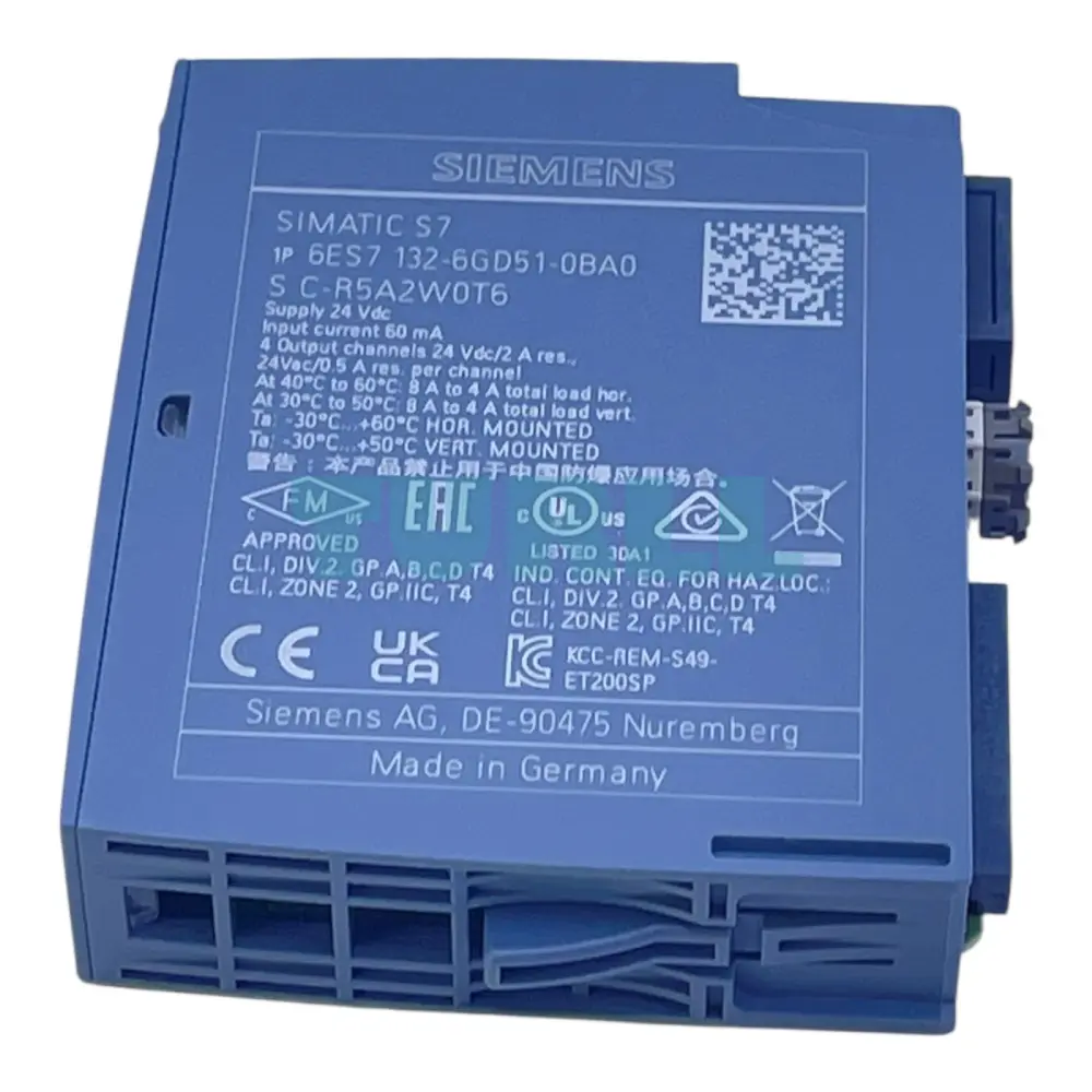 Siemens 6ES7132-6GD51-0BA0 SIMATIC ET 200SP Signal Relay Module, RQ CO 4x 24V DC/2A ST Original Brand New 6 Siemens 6ES7132-6GD51-0BA0 SIMATIC ET 200SP Signal Relay Module, RQ CO 4x 24V DC/2A ST