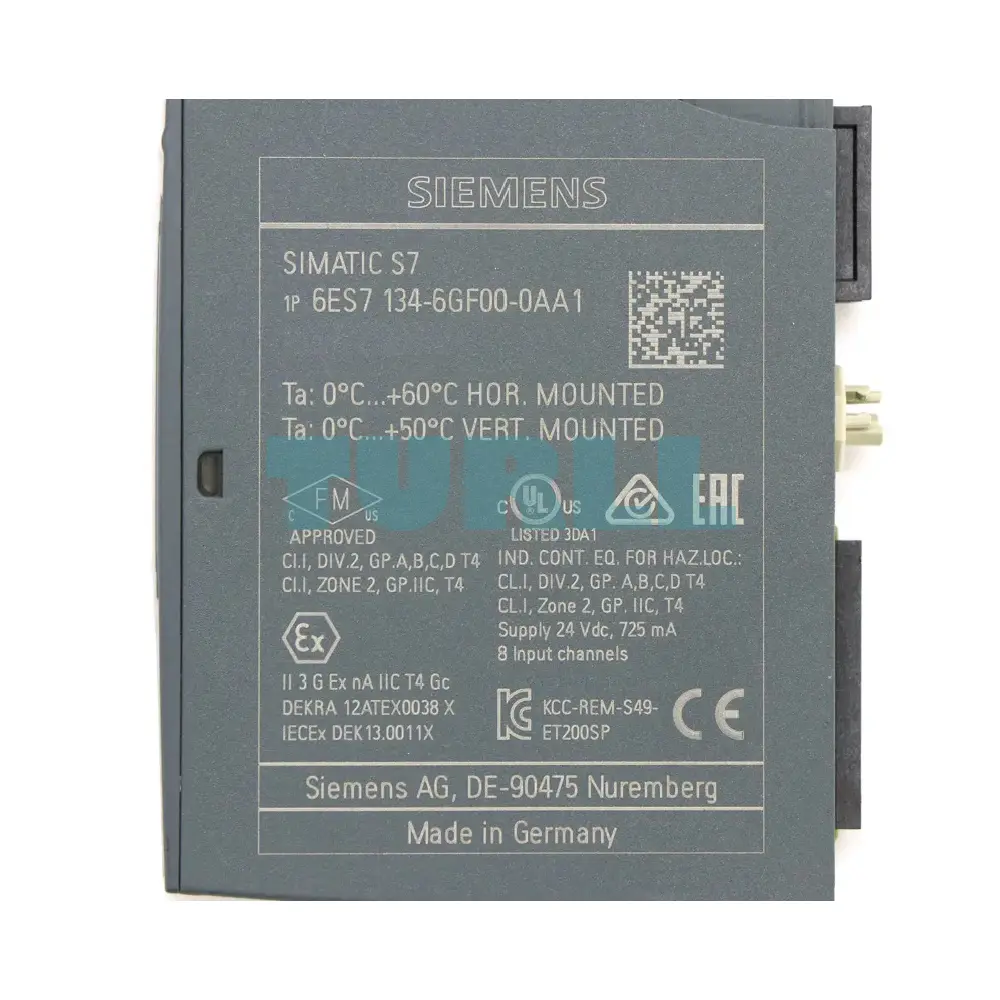 Siemens 6ES7134-6GF00-0AA1 SIMATIC ET 200SP, Analog Input Module, AI 8xI 2-/4-Wire Basic