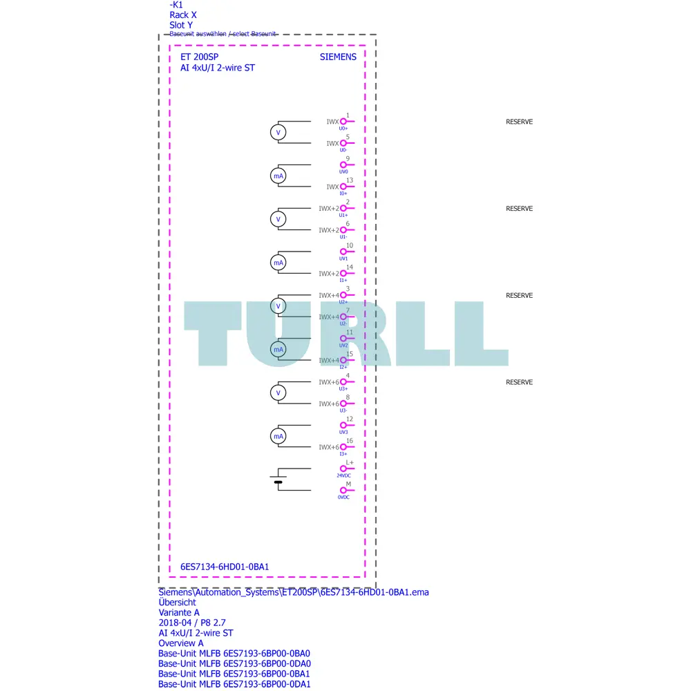 Siemens 6ES7134-6HD01-0BA1 SIMATIC ET 200SP, Analog Input Module, AI 4xU/I 2-Wire