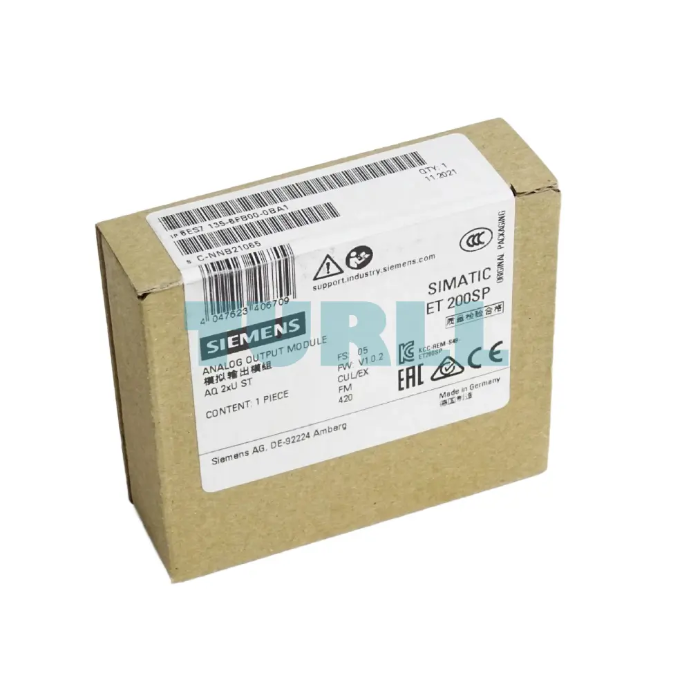 Siemens 6ES7135-6FB00-0BA1 SIMATIC ET 200SP Analog Output Module AQ 2xU Standard Original Brand New 4 Siemens 6ES7135-6FB00-0BA1 SIMATIC ET 200SP Analog Output Module AQ 2xU Standard