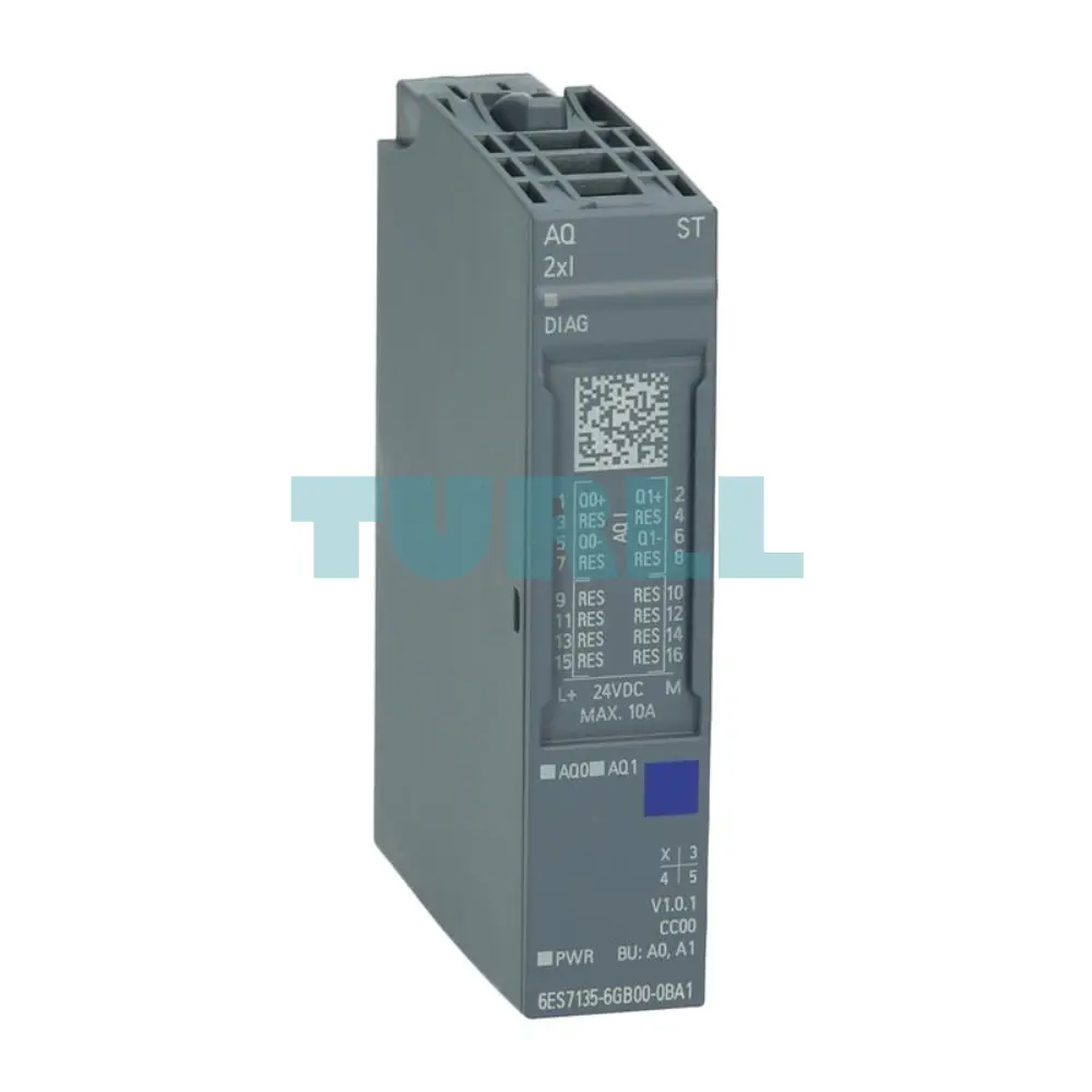 Siemens 6ES7135-6GB00-0BA1 SIMATIC ET 200SP, Analog Output Module, AQ 2xI Standard, 16 Bit