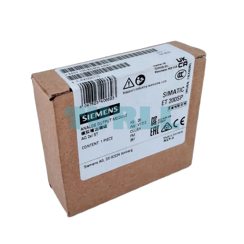 Siemens 6ES7135-6GB00-0BA1 SIMATIC ET 200SP, Analog Output Module, AQ 2xI Standard, 16 Bit