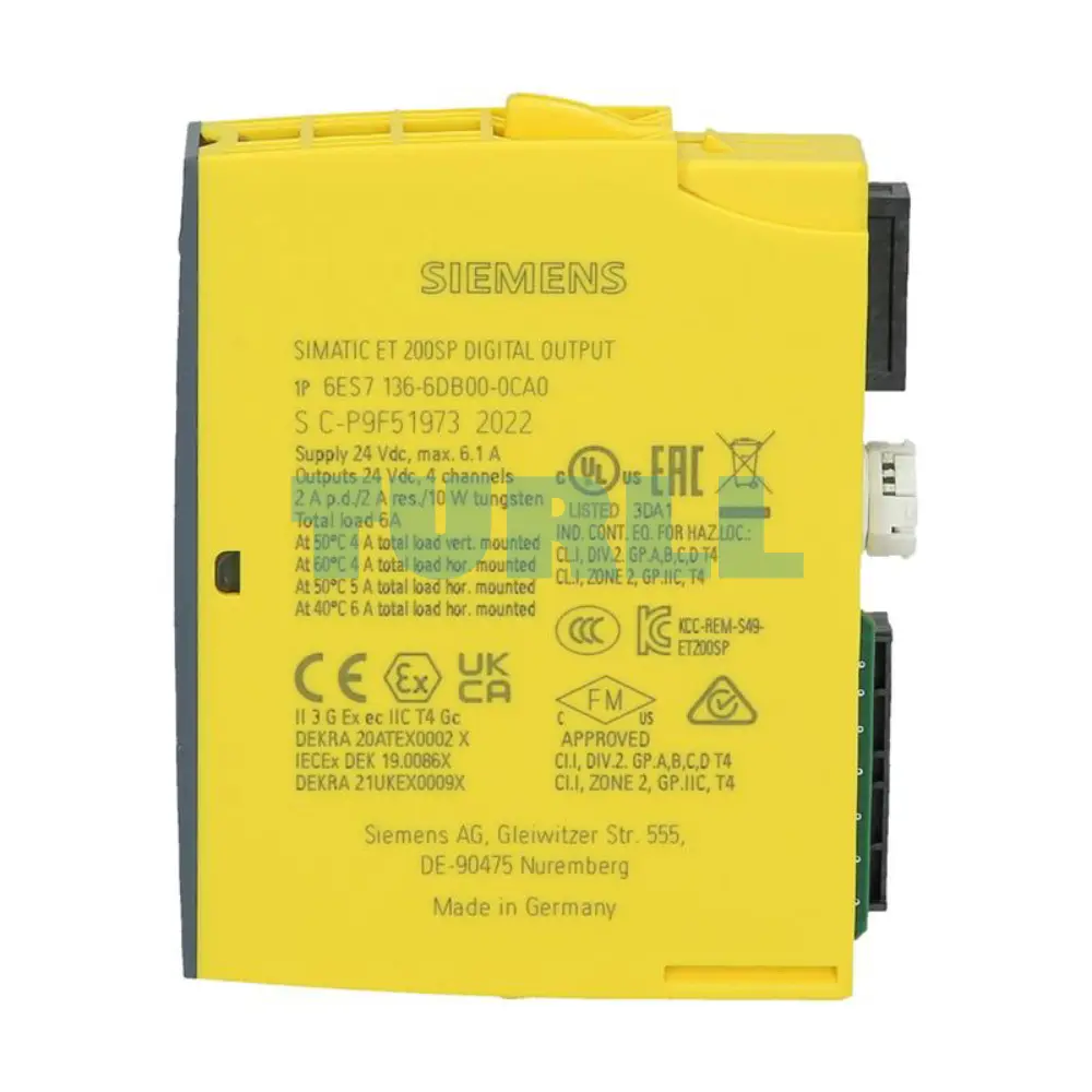 Siemens 6ES7136-6DB00-0CA0 SIMATIC DP ET 200SP, F-DQ, 4x24V DC, Safety Output Module