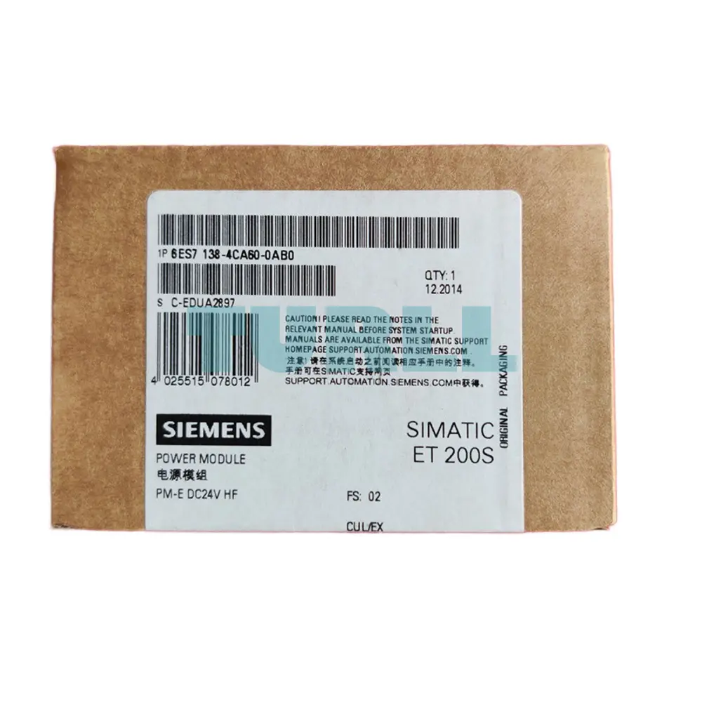 Siemens 6ES7138-4CA60-0AB0 SIMATIC DP Power Module PM-E High Feature for ET 200S Original Brand New 3 Siemens 6ES7138-4CA60-0AB0 SIMATIC DP Power Module PM-E High Feature for ET 200S