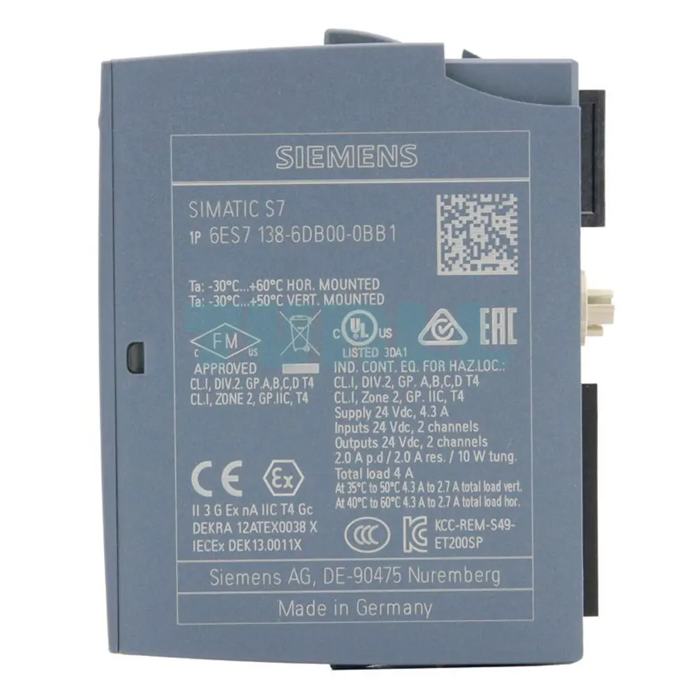 6ES7138-6DB00-0BB1 Siemens SIMATIC ET 200SP TM Pulse 2x24V PWM Original Brand New 4 6ES7138-6DB00-0BB1 Siemens SIMATIC ET 200SP TM Pulse 2x24V PWM