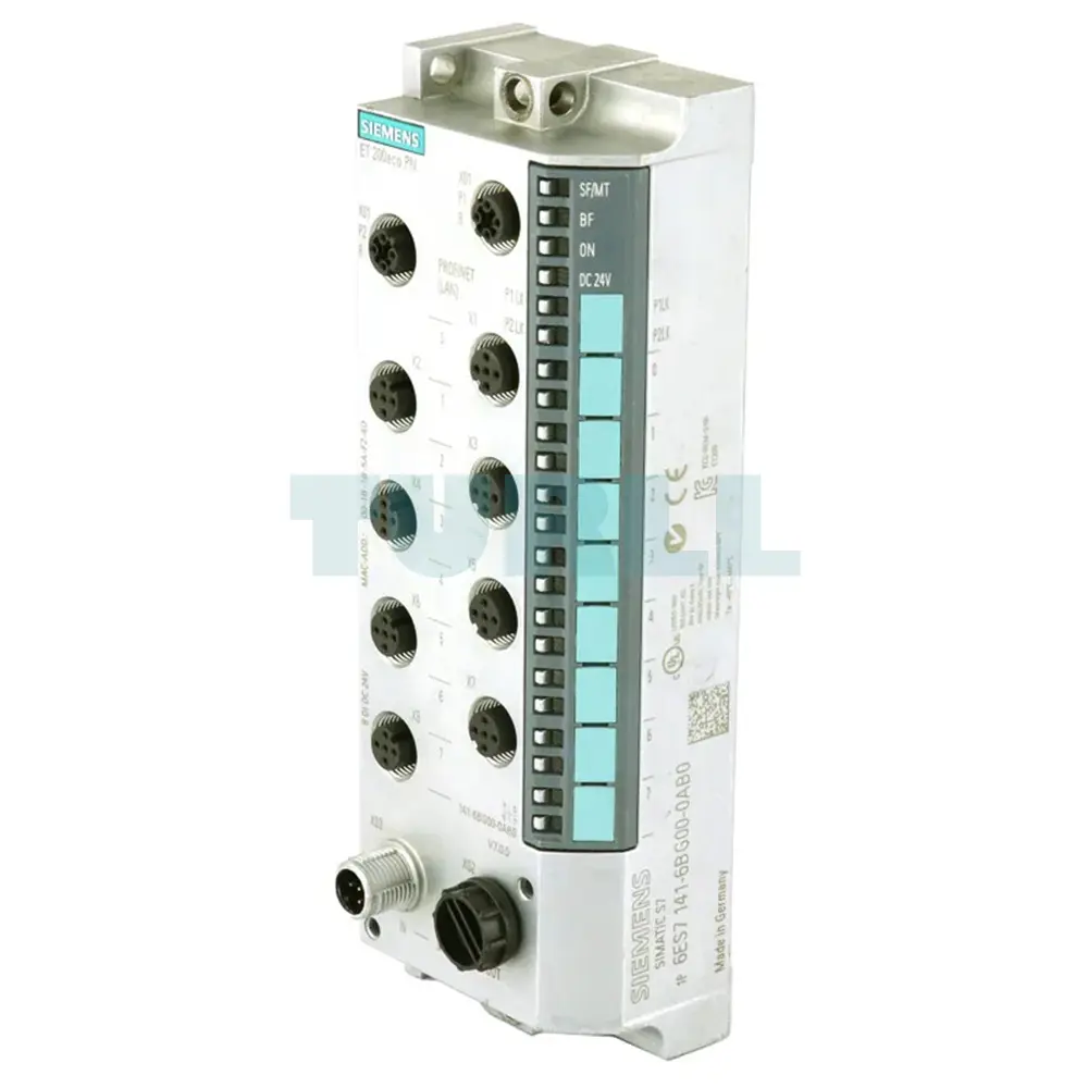 6ES7141-6BH00-0AB0 Siemens SIMATIC DP ET 200ECO PN Original Brand New 3 6ES7141-6BH00-0AB0 SIMATIC DP, ET 200ECO PN, 16 DI 24 V DC; 8xM12, duplicate assignment; Degree of protection IP67