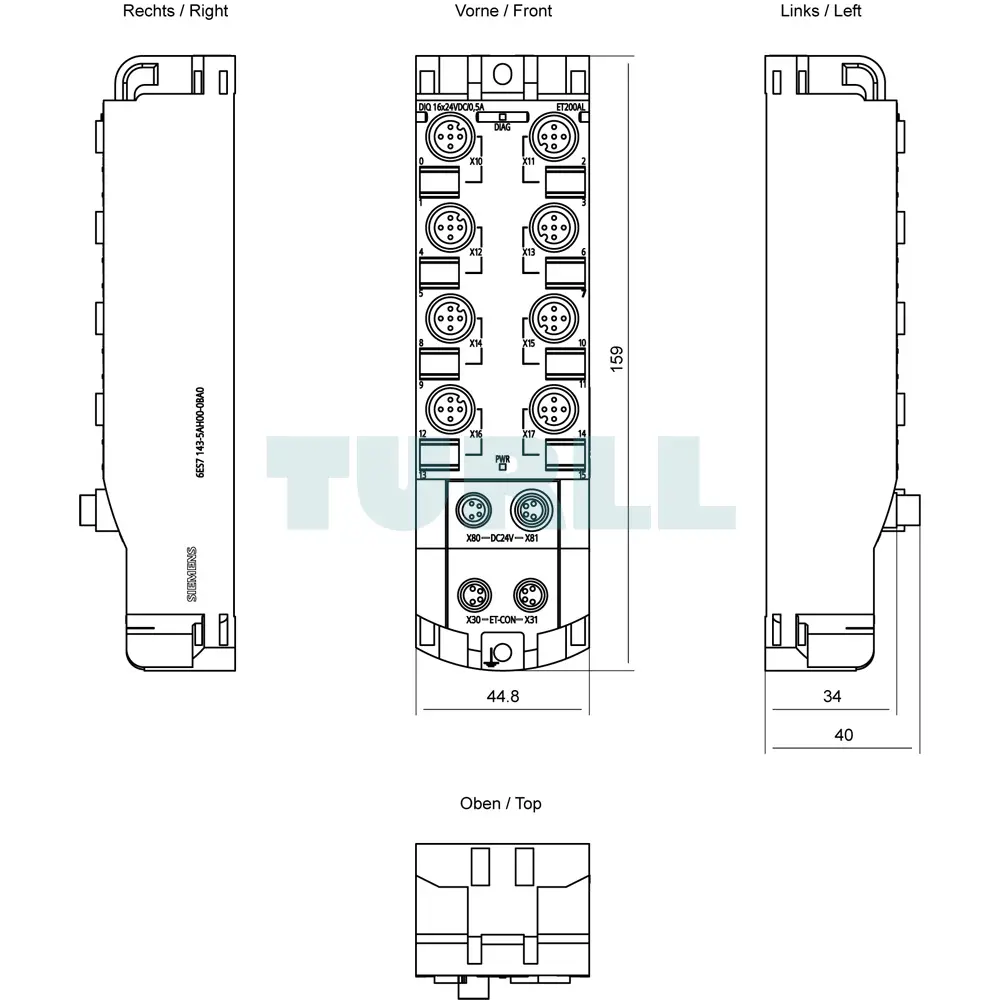 6ES7143-5AH00-0BA0 Siemens SIMATIC ET 200AL Digital I/O Module Original Brand New 5 6ES7143-5AH00-0BA0 Siemens SIMATIC ET 200AL Digital I/O Module