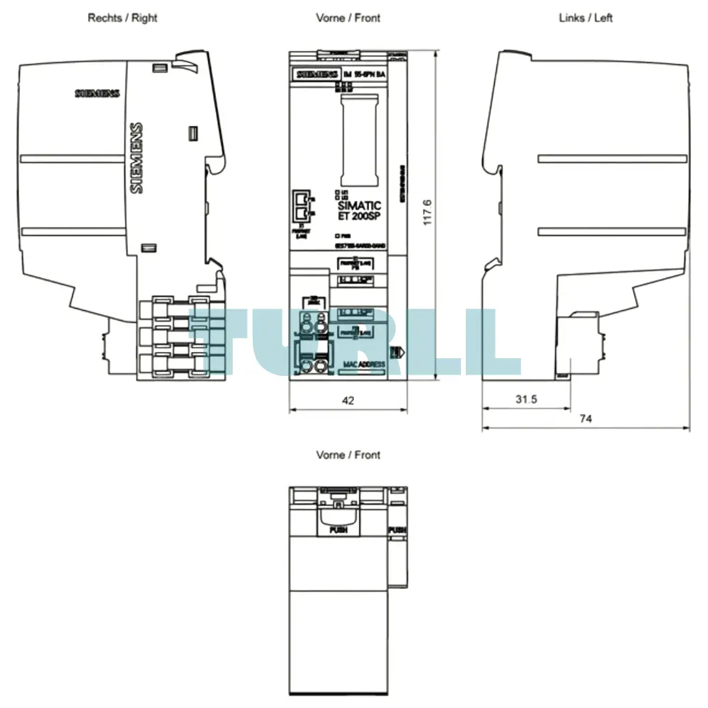 Siemens 6ES7155-6AR00-0AN0 SIMATIC ET 200SP, PROFINET, Interface Module IM 155-6PN Basi