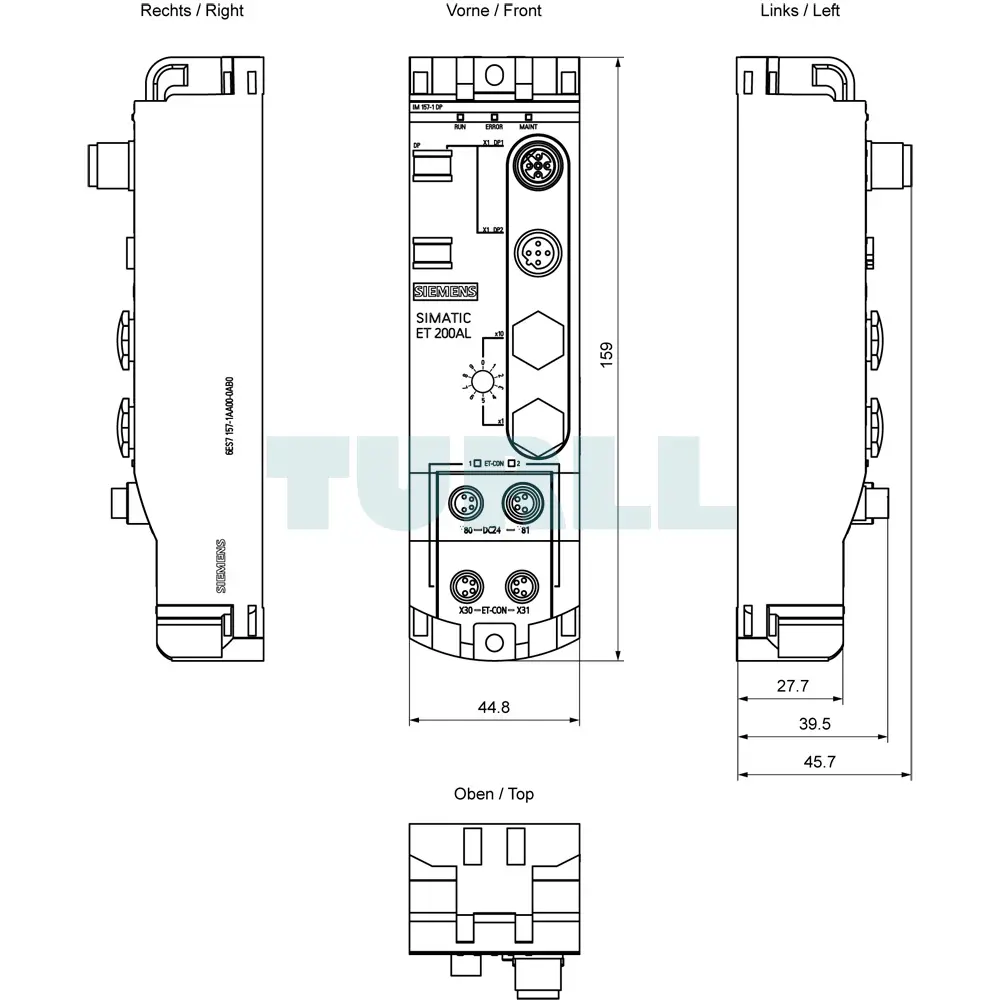 6ES7157-1AA00-0AB0 Siemens SIMATIC ET 200AL Interface Module IM 157-1 DP Original Brand New 5 6ES7157-1AA00-0AB0 Siemens SIMATIC ET 200AL Interface Module IM 157-1 DP