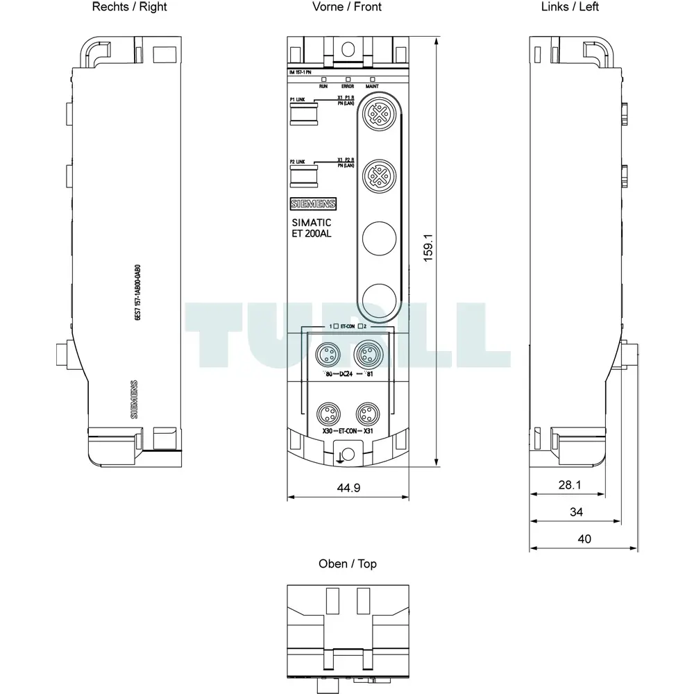 6ES7157-1AB00-0AB0 Siemens SIMATIC ET 200AL Interface Module IM 157-1 PN Original Brand New 5 6ES7157-1AB00-0AB0 Siemens SIMATIC ET 200AL Interface Module IM 157-1 PN