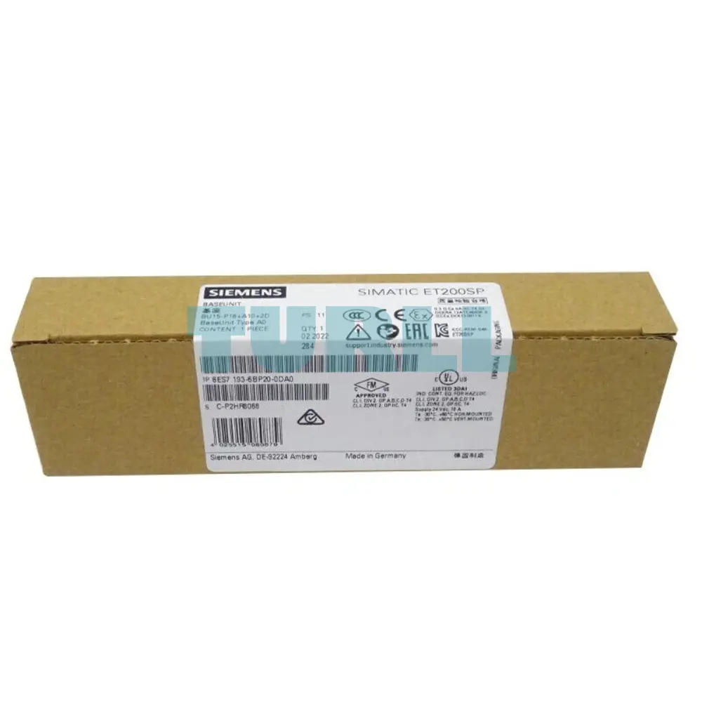 Siemens 6ES7193-6BP00-0BA0 SIMATIC ET 200SP BaseUnit (BU15-P16+A0+2B) Original Brand New 4 Siemens 6ES7193-6BP00-0BA0 SIMATIC ET 200SP BaseUnit (BU15-P16+A0+2B)