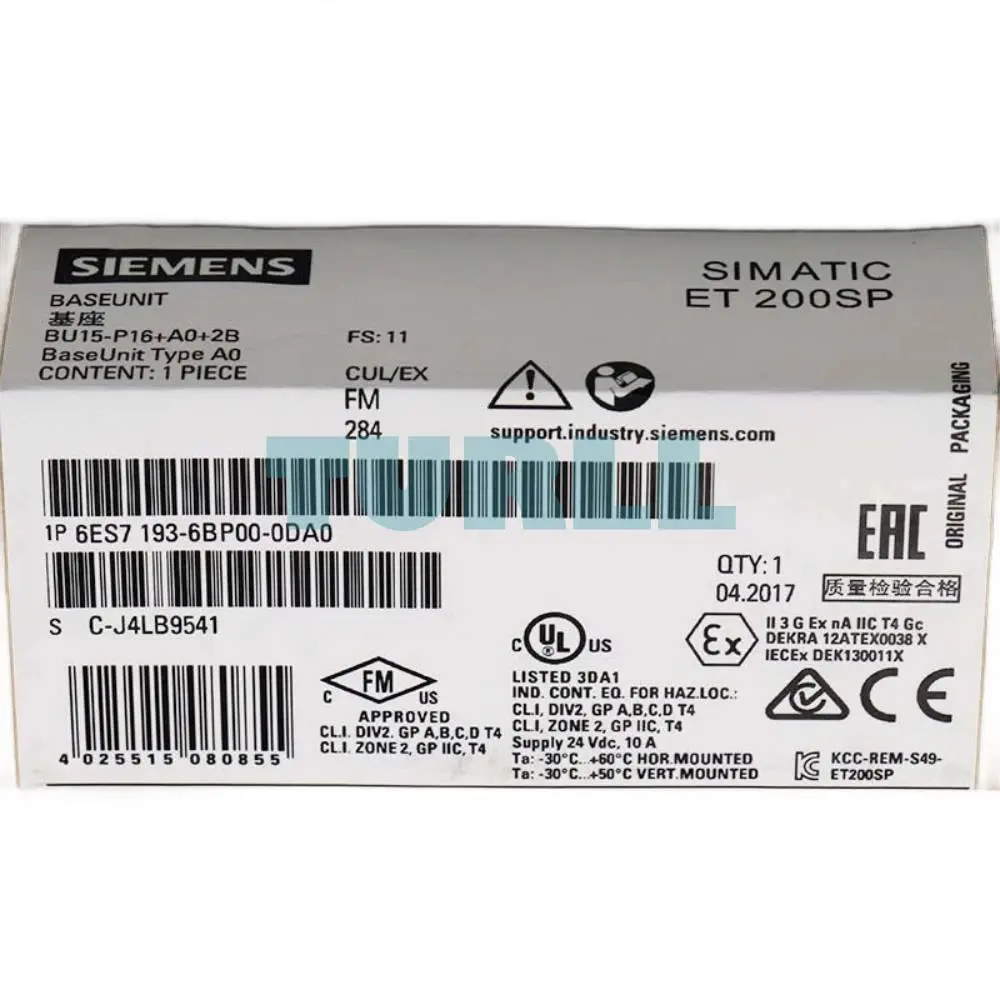 Siemens 6ES7193-6BP00-0DA0 SIMATIC ET 200SP, BaseUnit BU15-P16+A0+2D, Type A0