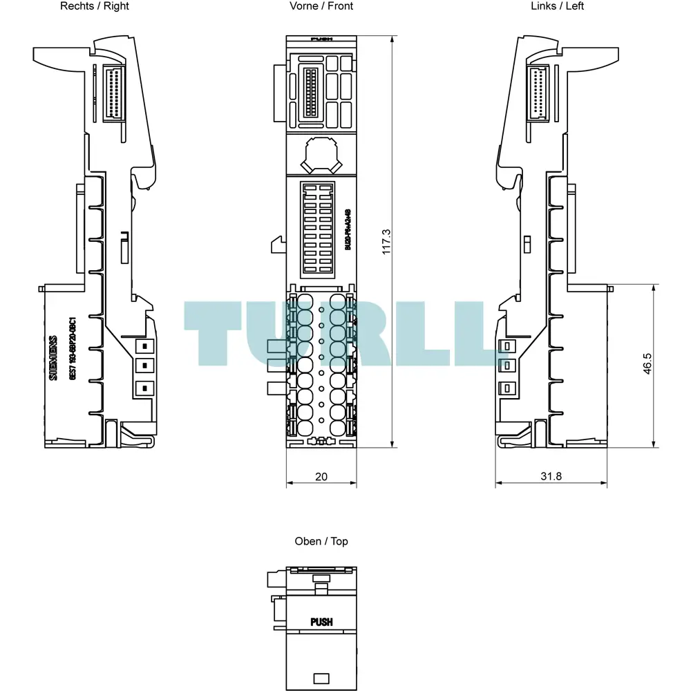 Siemens 6ES7193-6BP20-0BC1 SIMATIC ET 200SP BaseUnit Type C1