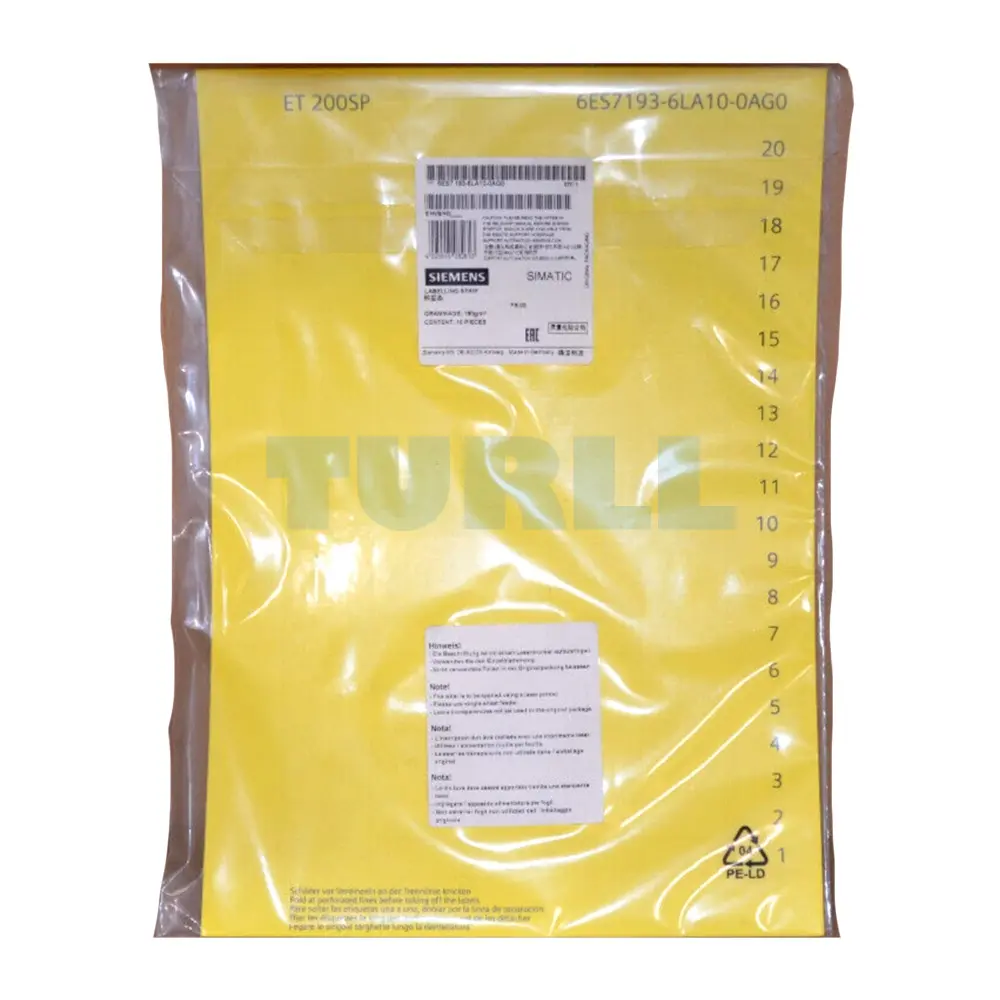 6ES7193-6LA10-0AG0 SIEMENS Exclusive Labeling Strips Original Brand New 2 6ES7193-6LA10-0AG0 Siemens yellow labeling strips ET200SP