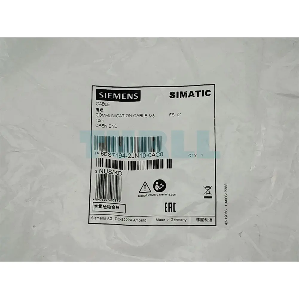 6ES7194-2LN10-0AC0 SIEMENS Exclusive Single-Sided Bus Cable Original Brand New 5 6ES7194-2LN10-0AC0 Siemens single-sided M8 bus cable 10m