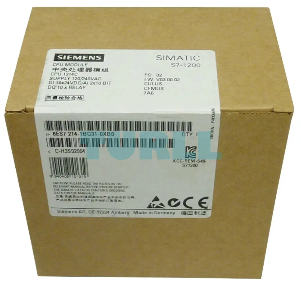 Siemens 6ES7214-1BG31-0XB0 SIMATIC S7-1200 CPU 1214C, Compact CPU, AC/DC/Relay Original Brand New 5 Siemens 6ES7214-1BG31-0XB0 SIMATIC S7-1200 CPU 1214C, Compact CPU, AC/DC/Relay