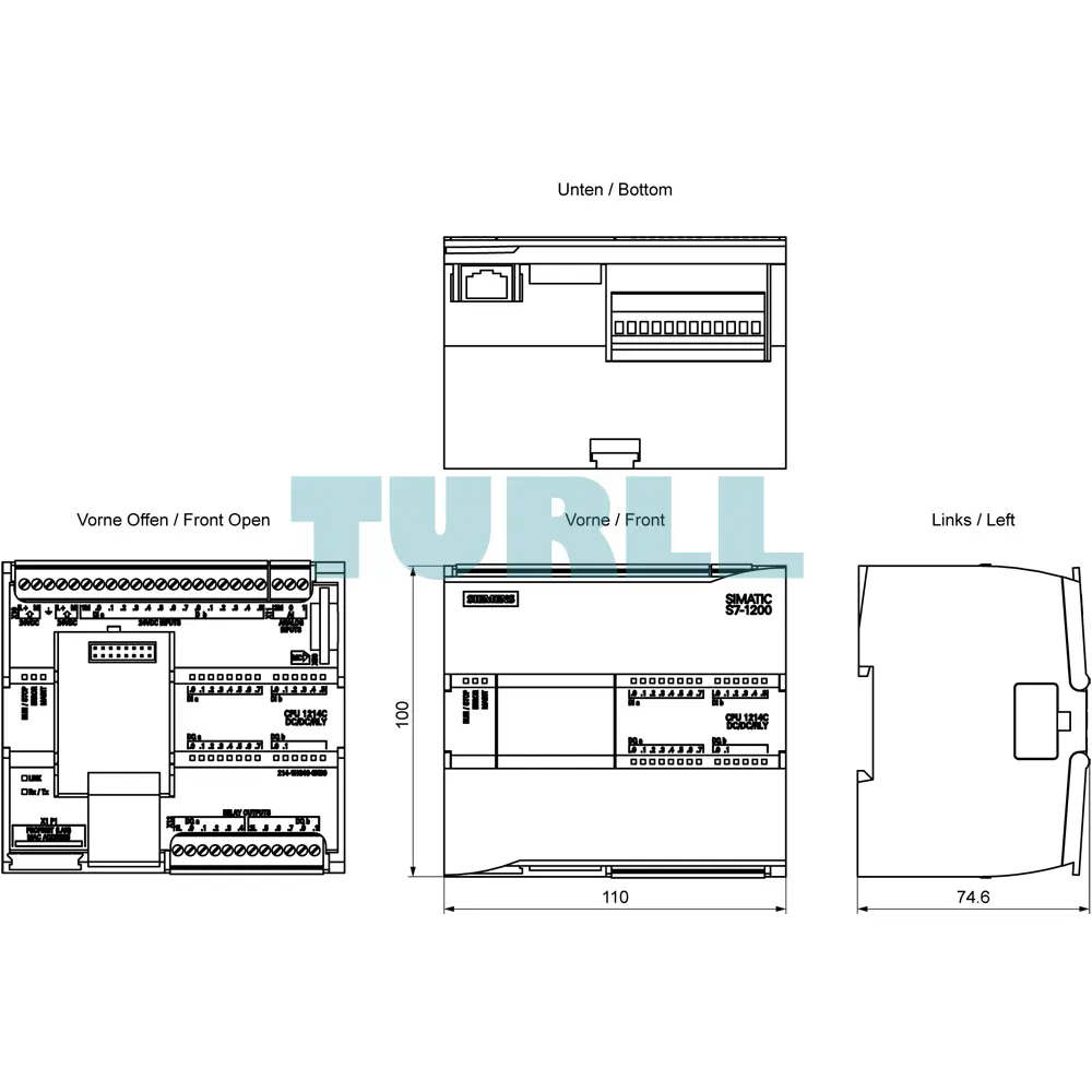 Siemens 6ES7214-1HG40-0XB0 SIMATIC S7-1200, CPU 1214C, Compact PLC with 14 DI