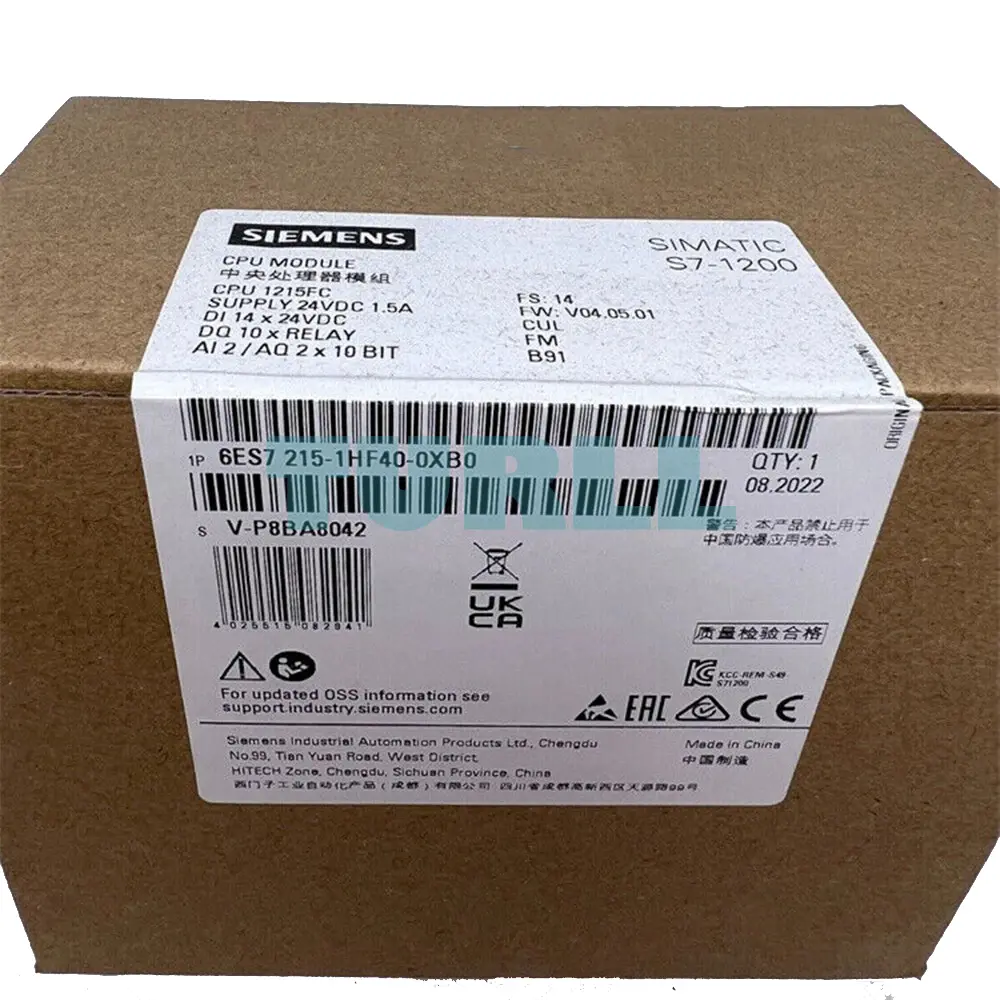 Siemens 6ES7215-1HF40-0XB0 SIMATIC S7-1200F, CPU 1215 FC Fail-safe, Compact Controller Original Brand New 4 Siemens 6ES7215-1HF40-0XB0 SIMATIC S7-1200F, CPU 1215 FC Fail-safe, Compact Controller