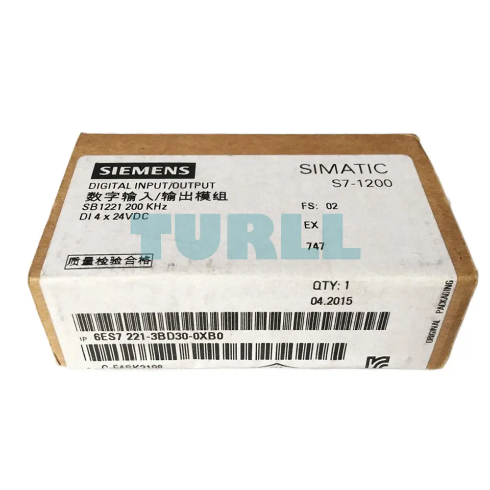 Siemens 6ES7221-3BD30-0XB0 SIMATIC S7-1200 Digital Input SB 1221, 4 DI, 24V DC, 200 kHz Original Brand New 4 Siemens 6ES7221-3BD30-0XB0 SIMATIC S7-1200 Digital Input SB 1221, 4 DI, 24V DC, 200 kHz