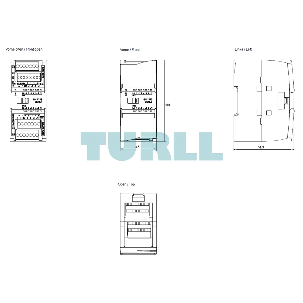 Siemens 6ES7223-1PH32-0XB0 SIMATIC S7-1200, SM 1223, Digital I/O Module, 24 V DC, Relay 2A