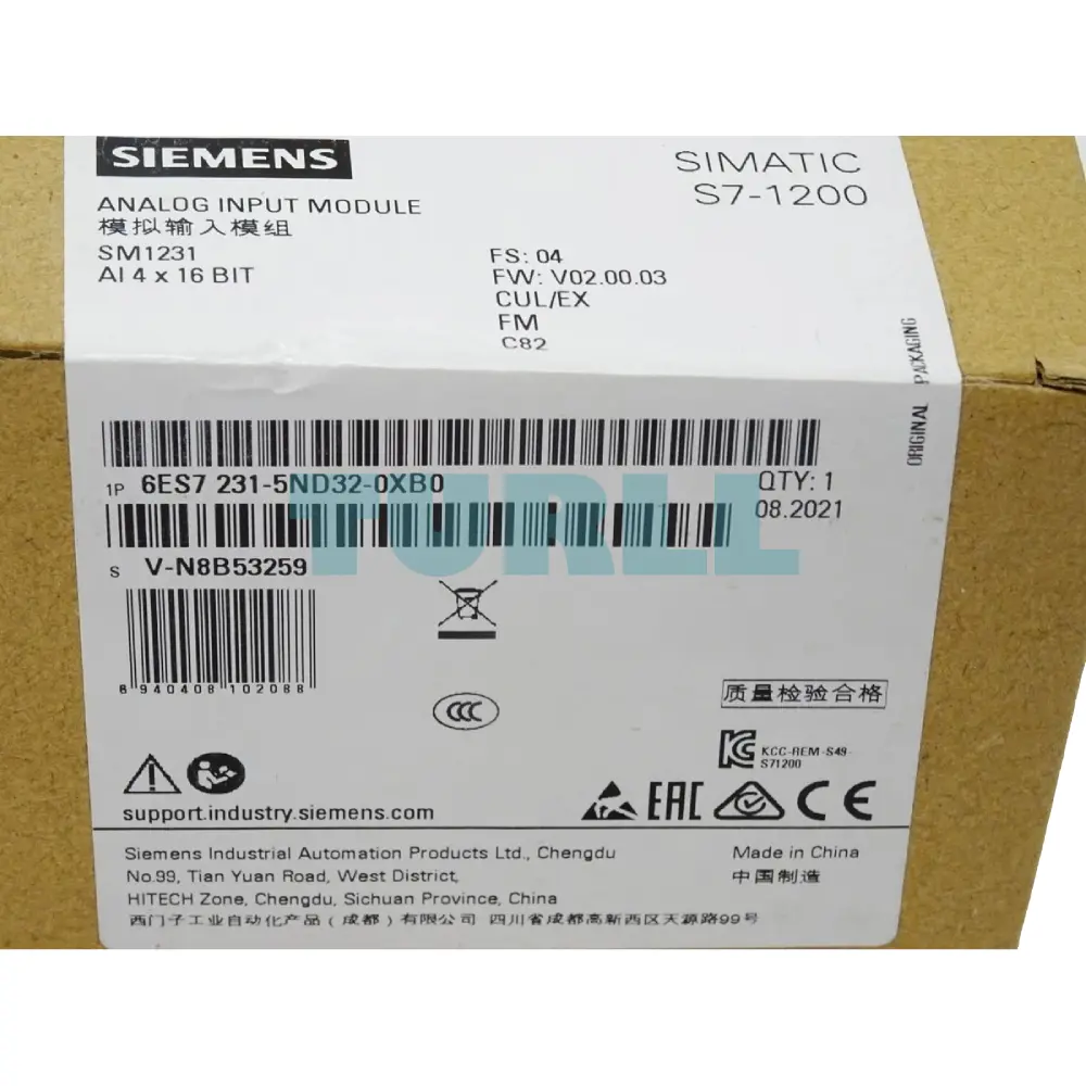 Siemens 6ES7231-5ND32-0XB0 SIMATIC S7-1200 Analog Input SM 1231, 4 AI Original Brand New 4 Siemens 6ES7231-5ND32-0XB0 SIMATIC S7-1200 Analog Input SM 1231, 4 AI