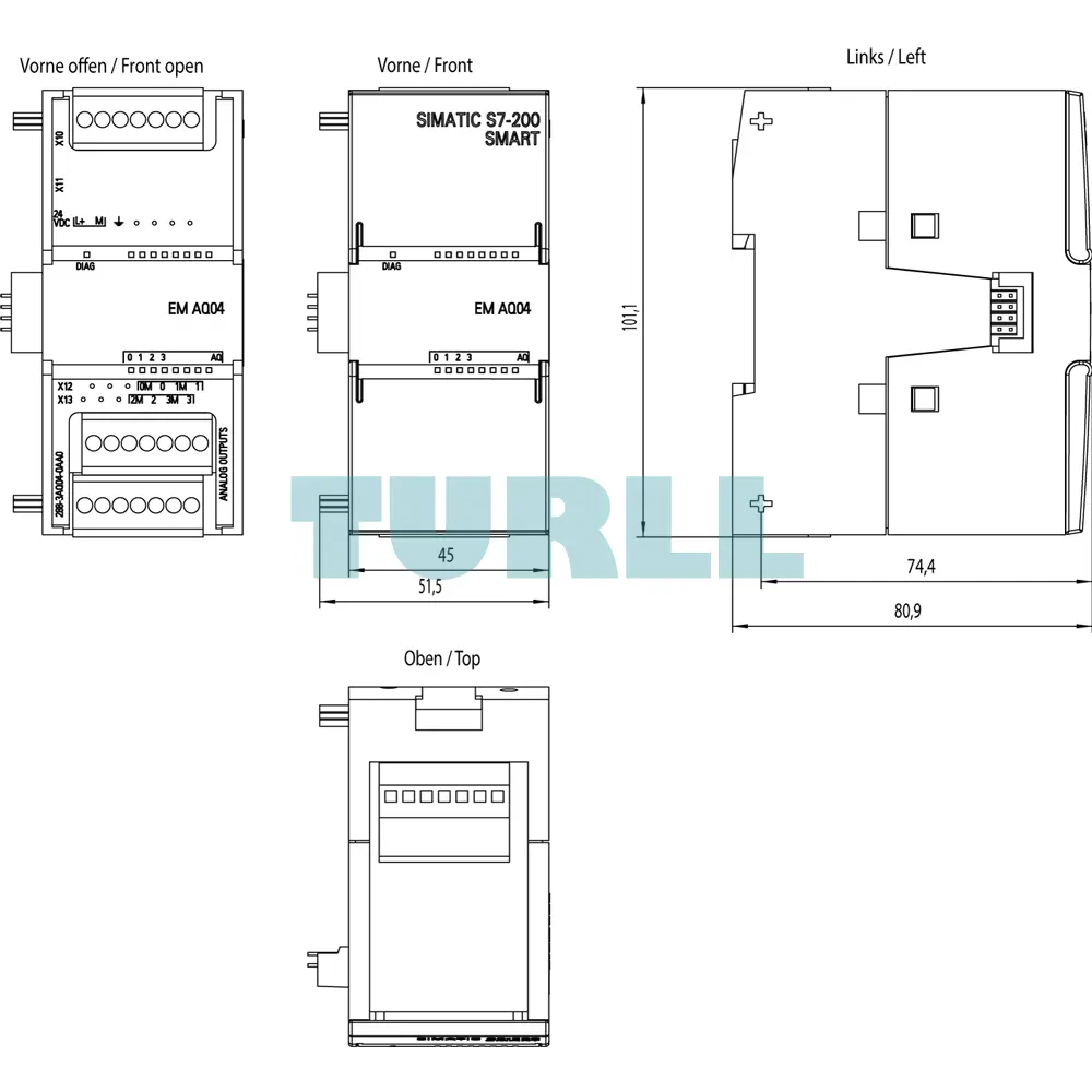 Siemens 6ES7288-3AQ04-0AA0 SIMATIC S7-200 SMART Analog Output SM AQ04, 4 AO Original Brand New 4 Siemens 6ES7288-3AQ04-0AA0 SIMATIC S7-200 SMART Analog Output SM AQ04, 4 AO