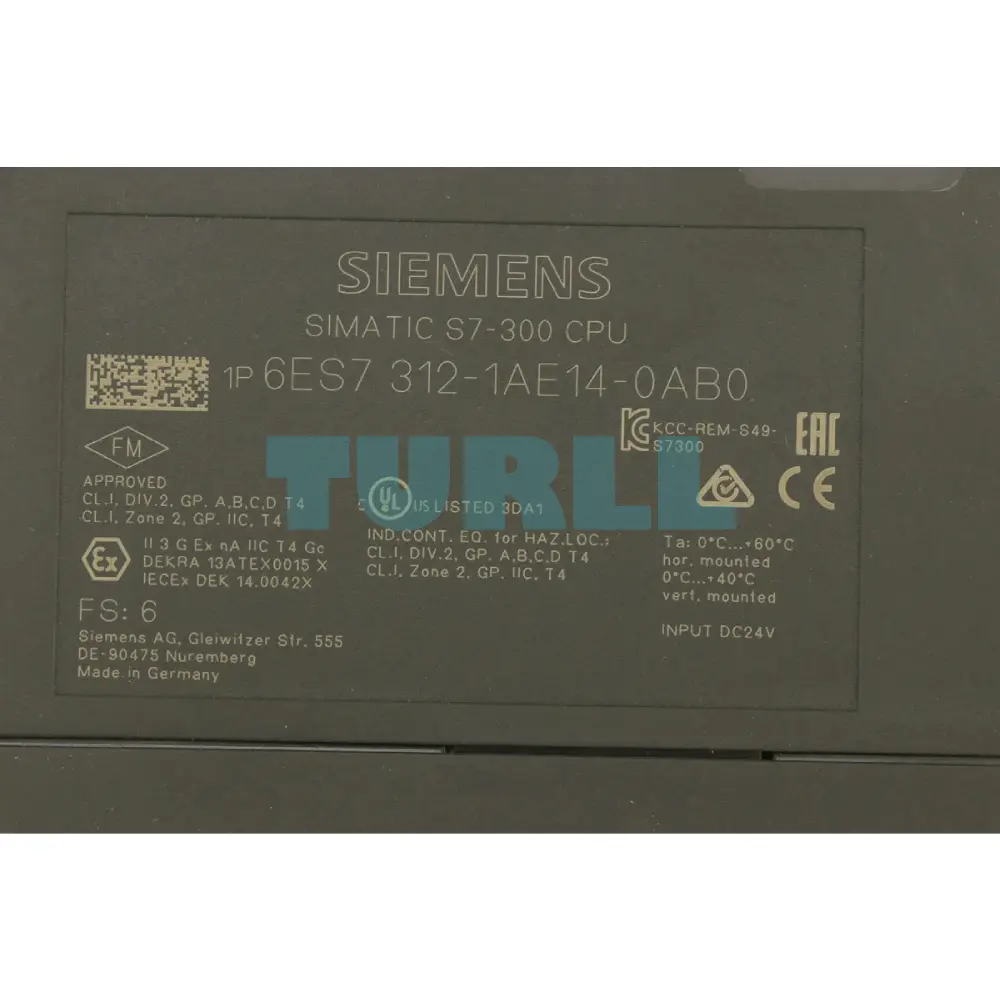 Siemens 6ES7312-1AE14-0AB0 SIMATIC S7-300 CPU 312 Central Processing Unit Original Brand New 4 Siemens 6ES7312-1AE14-0AB0 SIMATIC S7-300 CPU 312 Central Processing Unit