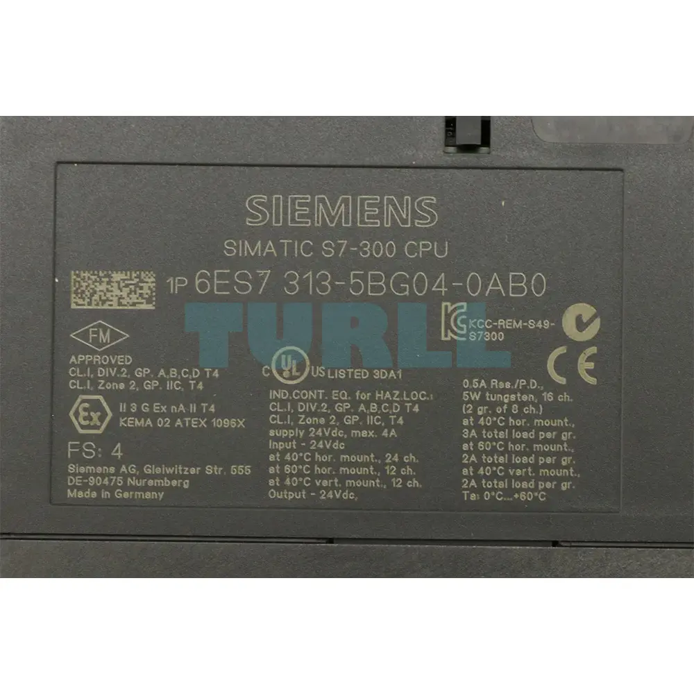 6ES7313-5BG04-0AB0 Siemens SIMATIC S7-300 CPU 313C Original Brand New 4 6ES7313-5BG04-0AB0 SIMATIC S7-300 CPU 313C