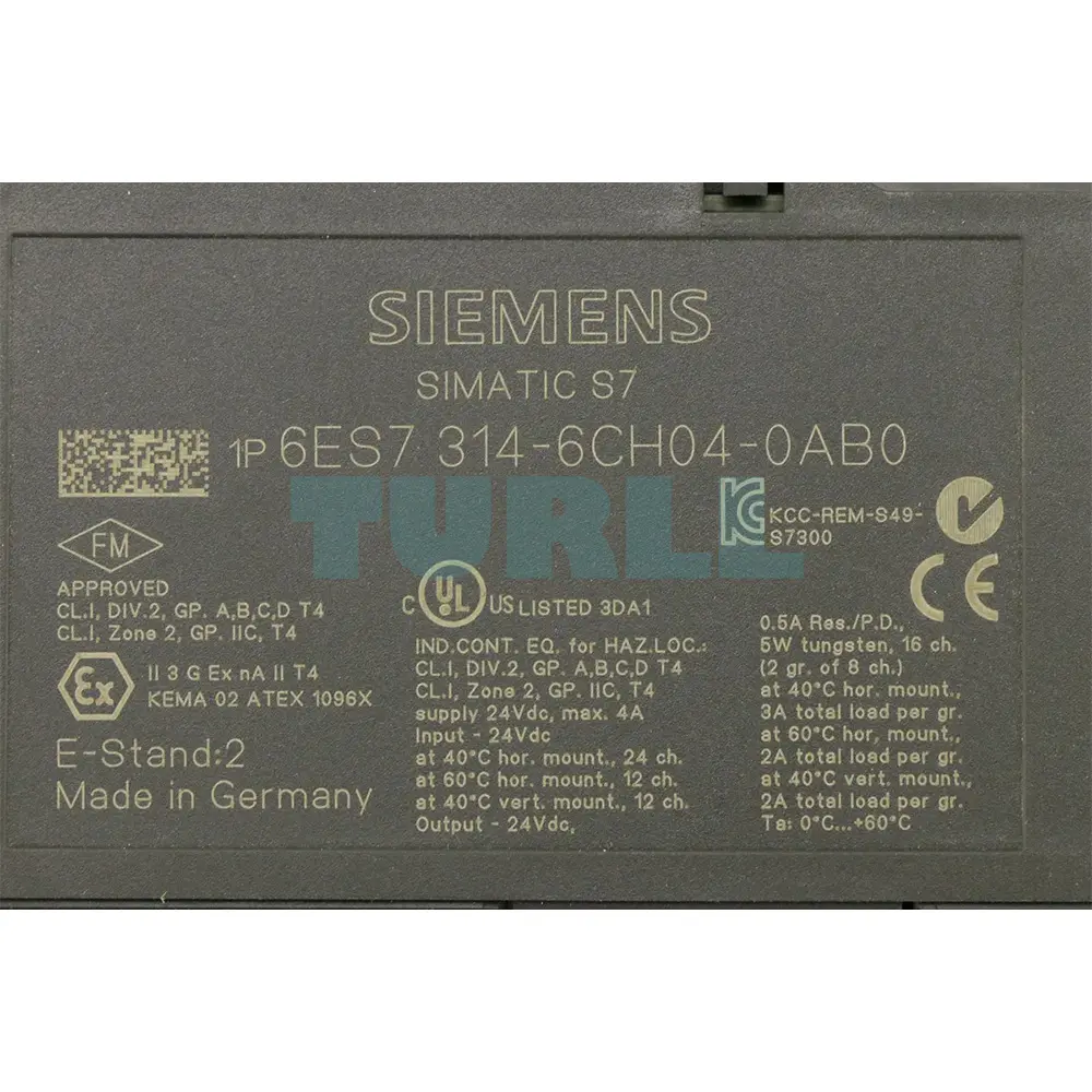 6ES7314-6CH04-0AB0 Siemens SIMATIC S7-300 CPU 314C-2 DP Compact CPU Original Brand New 4 6ES7314-6CH04-0AB0 Siemens SIMATIC S7-300 CPU 314C-2 DP Compact CPU