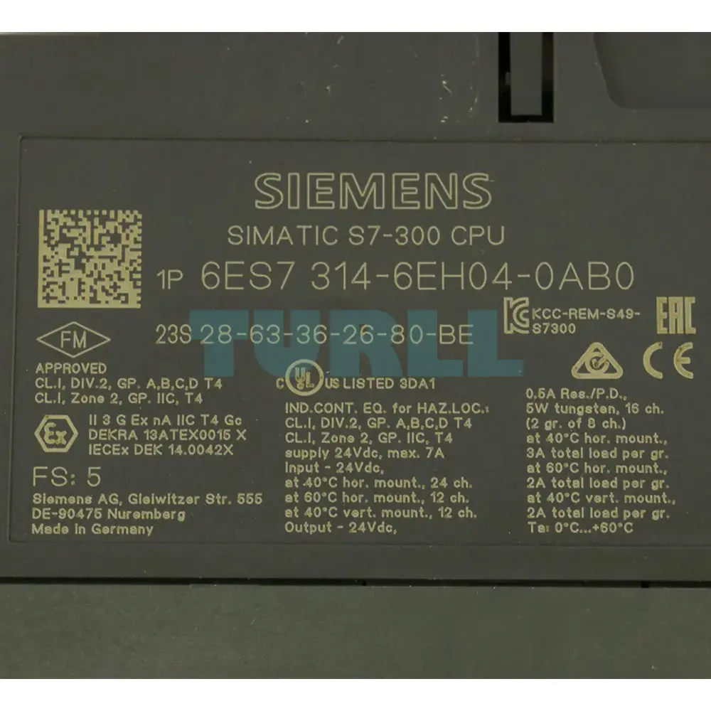 6ES7314-6EH04-0AB0 Siemens SIMATIC S7-300 CPU 314C-2PN/DP Original Brand New 4 6ES7314-6EH04-0AB0 SIMATIC S7-300 CPU 314C-2PN/DP