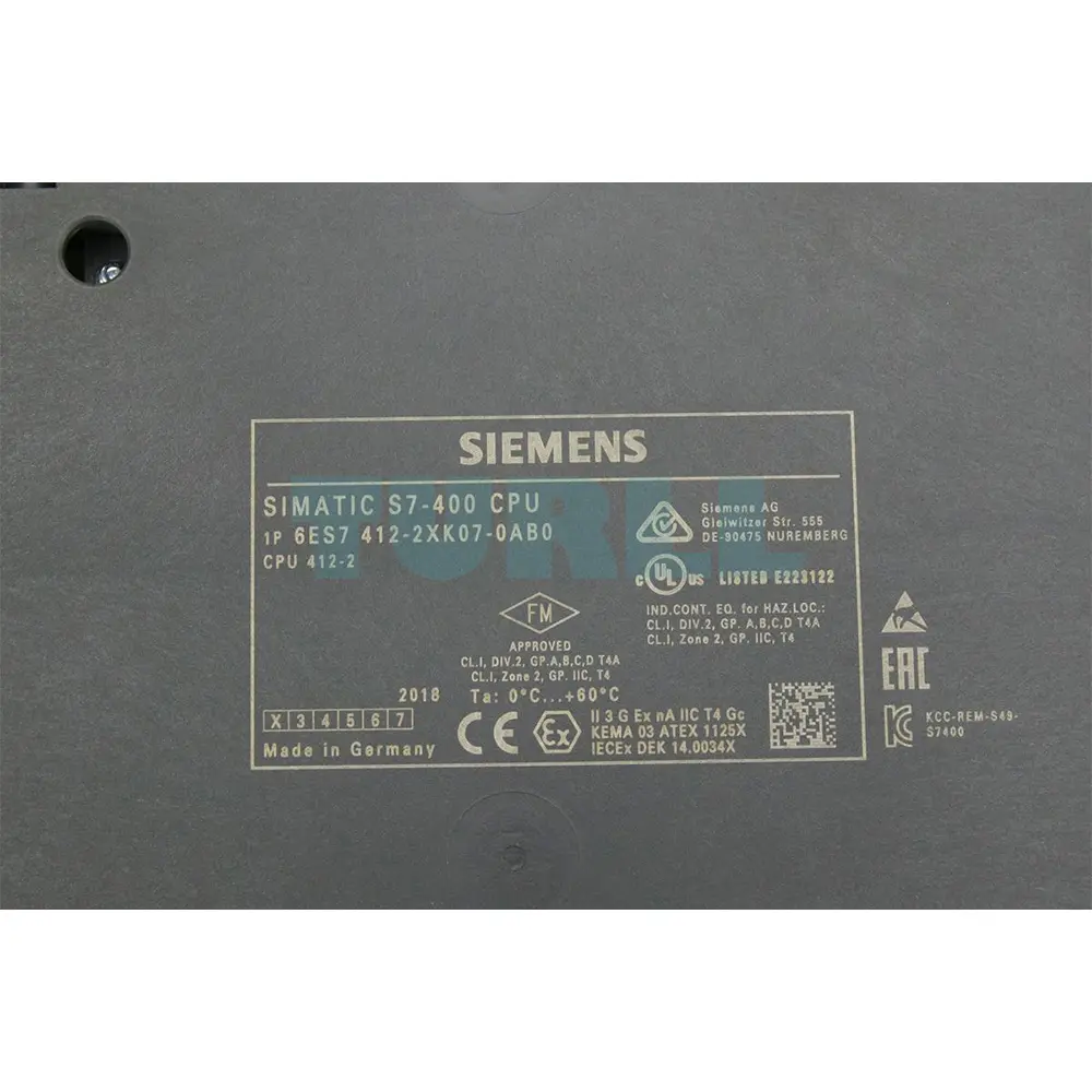 6ES7412-2XK07-0AB0 SIEMENS Exclusive SIMATIC S7-400 CPU 412-2 Central Processing Unit Original Brand New 4 6ES7412-2XK07-0AB0 SIEMENS SIMATIC S7-400 CPU 412-2 Central Processing Unit