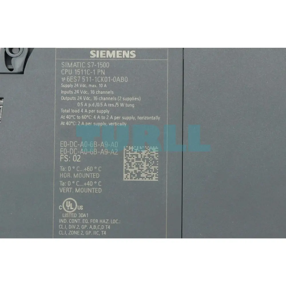 6ES7511-1CK01-0AB0 Siemens SIMATIC S7-1500 Compact CPU 1511C-1PN Original Brand New 3 6ES7511-1CK01-0AB0 Siemens SIMATIC S7-1500 Compact CPU 1511C-1PN