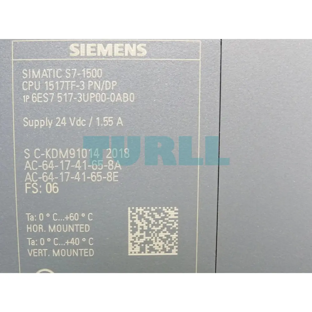 6ES7517-3UP00-0AB0 Siemens SIMATIC S7-1500TF CPU 1517TF-3 PN/DP Original Brand New 1 6ES7517-3UP00-0AB0 Siemens SIMATIC S7-1500TF CPU 1517TF-3 PN/DP
