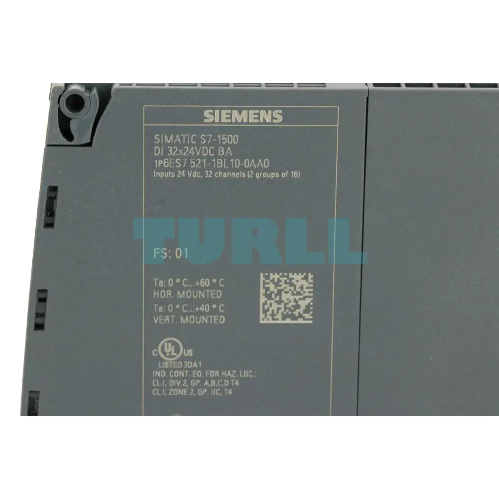 Siemens 6ES7521-1BL10-0AA0 SIMATIC S7-1500 Digital Input Module, DI 32x24V DC BA