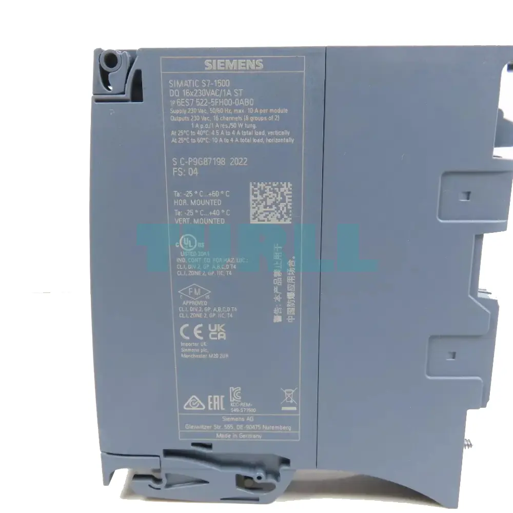 Siemens 6ES7522-5FH00-0AB0 SIMATIC S7-1500 Digital Output Module DQ 16x230V AC/1A ST Original Brand New 3 Siemens 6ES7522-5FH00-0AB0 SIMATIC S7-1500 Digital Output Module DQ 16x230V AC/1A ST
