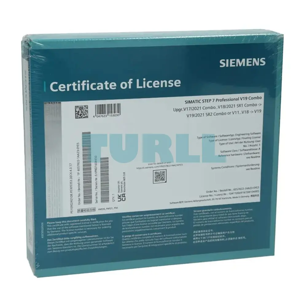 6ES7822-1AA23-0YE3 Siemens SIMATIC STEP 7 Professional V19 Original Brand New 1 6ES7822-1AA23-0YE3 Siemens SIMATIC STEP 7 Professional V19