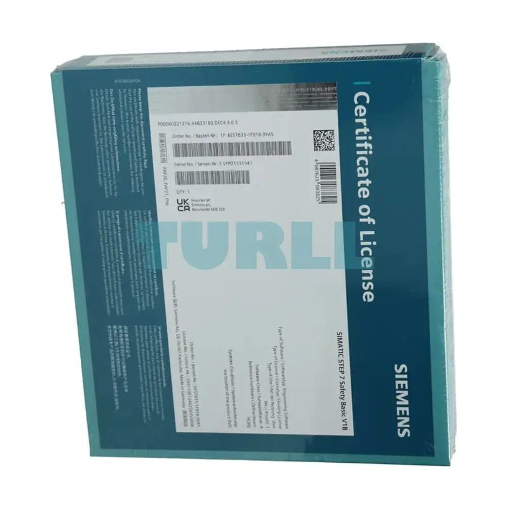 6ES7833-1FB18-0YA5 Siemens SIMATIC S7 Safety Programming Tool Original Brand New 3 6ES7833-1FB18-0YA5 Siemens SIMATIC S7 Safety Programming Tool